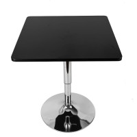 Pareks Bistro Bar Table, Height Adjustable Pub Table, Swivel Cocktail Table Mdf Square Black Top High Top Table With Stainless Steel Leg And Base. Tabletop : 23.6X23.6Inch/2320