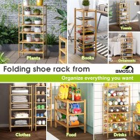 Bmosu 6Tier Bamboo Small Shoe Rack Premium Stackable Shoe Shelf Storage Organizer For Hallway Closet Living Room Entryway Organ