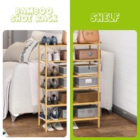 Bmosu 6Tier Bamboo Small Shoe Rack Premium Stackable Shoe Shelf Storage Organizer For Hallway Closet Living Room Entryway Organ