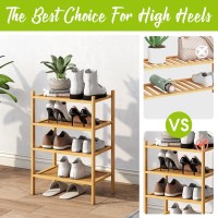 Bmosu 4Tier Bamboo Small Shoe Rack Premium Stackable Shoe Shelf Storage Organizer For Hallway Closet Living Room Entryway Organ