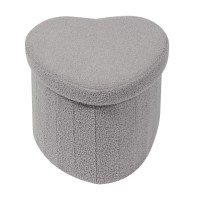 B Fsobeiialeo Storage Ottoman Cube Heart Shaped Ottomans With Storage Foot Stool Footrest For Lving Room Boucle Ottoman Seat F