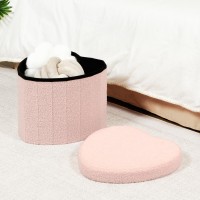 B Fsobeiialeo Storage Ottoman Cube Heart Shaped Ottomans With Storage Foot Stool Footrest For Lving Room Boucle Ottoman Seat F