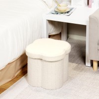 B Fsobeiialeo Storage Ottoman Cube Flowers Shaped Ottomans With Storage Foot Stool Footrest For Lving Room Boucle Ottoman Seat