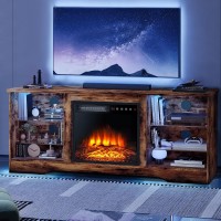 Lemberi 58 Inches Fireplace Tv Stand For Tvs Up To 65 Inches Console With 18 Electric Fireplace Remote Wooden Modern Entert