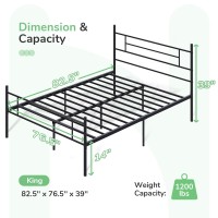 Novilla Metal King Size Bed Frame With Headboard And Footboard 14 Inch Platform Bed Frame With Storage No Box Spring Needed St