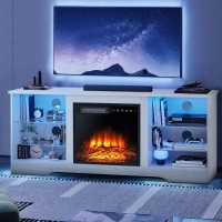 Lemberi 58 Inches Fireplace Tv Stand For Tvs Up To 65 Inches Console With 18 Electric Fireplace Remote Wooden Modern Entert