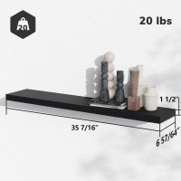 Bameos Floating Shelves 35 Wx7 D Black Wall Mounted Wooden Shelves With Invisible Brackets Set Of 2 Hanging Wall Shelves Decor