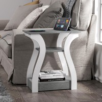 Fromjbest End Table Set Of 2 With Charging Station Side Table With Usb Ports And Outlets Nightstand 3 Tier End Table With Sto