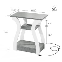 Fromjbest End Table Set Of 2 With Charging Station Side Table With Usb Ports And Outlets Nightstand 3 Tier End Table With Sto