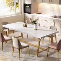 Tribesigns Dining Table For 8 People 7087Inch Rectangular Wood Kitchen Table With Strong Metal Frame Modern Large Long Dinin