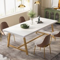 Tribesigns Dining Table For 8 People 7087Inch Rectangular Wood Kitchen Table With Strong Metal Frame Modern Large Long Dinin