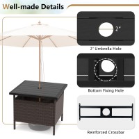Giantex Umbrella Table, Outdoor Side Table With 2
