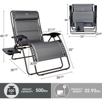 Timber Ridge Oversized Zero Gravity Chair 33In Wide Xxl Zero Gravity Reclining Chair With Side Table Full Padded Lounge Chair