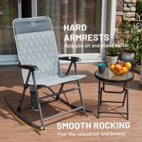 Timber Ridge Adjustable Rocking Camping Chair  Padded High Back Outdoor Rocking Chair With Side Pocket  Portable Folding Rocker Chair For Adults  Supports 300 Lbs For Lawn Patio Porch  Grey-2 Pack