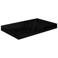 vidaXL Floating Wall Shelves 4 pcs High Gloss Black 157x91x15 MDF Material Modern Black Wall Display Shelves with Invi