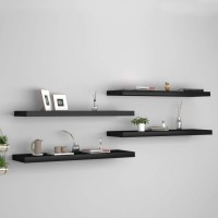 vidaXL Floating Wall Display Shelves Set of 4 Black Invisible Mounting Honeycomb MDF and Metal Design Adds Modern Aest