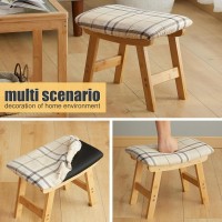 Foot Stool Ottoman Foot Rest Bamboo Foot Stool Under Desk Small Stool For Living Room Bedroom And Kitchen Natural Legs Strip