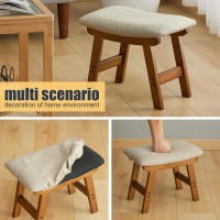 Foot Stool Ottoman Foot Rest Bamboo Foot Stool Under Desk Small Stool For Living Room Bedroom And Kitchen Brown Legs Beige S