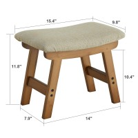 Foot Stool Ottoman Foot Rest Bamboo Foot Stool Under Desk Small Stool For Living Room Bedroom And Kitchen Brown Legs Beige S