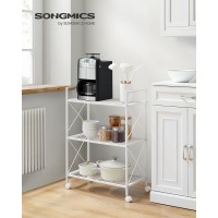 Songmics 3Tier Metal Storage Rack With Wheels Mesh Shelving Unit With X Side Frames 236Inch Width For Entryway Kitchen L