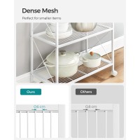 Songmics 3Tier Metal Storage Rack With Wheels Mesh Shelving Unit With X Side Frames 236Inch Width For Entryway Kitchen L