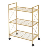 Songmics 3Tier Metal Storage Rack With Wheels Mesh Shelving Unit With X Side Frames 236Inch Width For Entryway Kitchen L