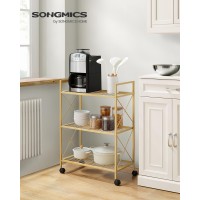 Songmics 3Tier Metal Storage Rack With Wheels Mesh Shelving Unit With X Side Frames 236Inch Width For Entryway Kitchen L