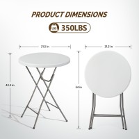 Vingli 32 Plastic Folding Round Table Bar Height Hdpe Matrial With Gray Metal Finish High Top Table For Outdoor Party Cafes