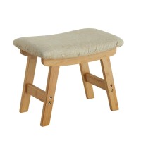 Foot Stool,Ottoman Foot Rest,Bamboo Foot Stool Under Desk,Small Stool For Living Room, Bedroom And Kitchen (Natural Legs - Beige Stool Surface)