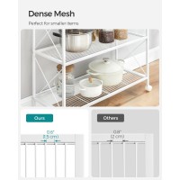 Songmics 3Tier Metal Storage Rack With Wheels Mesh Shelving Unit With X Side Frames 315Inch Width For Entryway Kitchen L