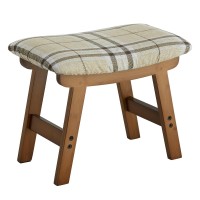 Foot Stool Ottoman Foot Rest Bamboo Foot Stool Under Desk Small Stool For Living Room Bedroom And Kitchen Brown Legs Stripes