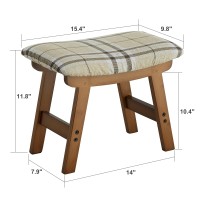 Foot Stool Ottoman Foot Rest Bamboo Foot Stool Under Desk Small Stool For Living Room Bedroom And Kitchen Brown Legs Stripes