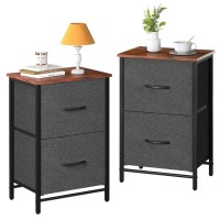 Yoobure Night Stand Set 2 Nightstand With 2 Fabric Drawers Small Wood Nightstands For Bedroom Bedside Tables With Drawers For