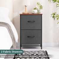 Yoobure Night Stand Set 2 Nightstand With 2 Fabric Drawers Small Wood Nightstands For Bedroom Bedside Tables With Drawers For