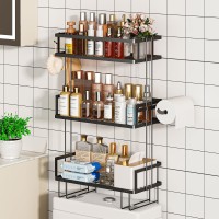 Godboat Bathroom Organizers And Storage 3Tier Bathroom Shelves Over Toilet Storage With Paper Holder And 2 Hooks Floating Sh