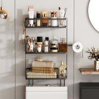 Godboat Bathroom Organizers And Storage 3Tier Bathroom Shelves Over Toilet Storage With Paper Holder And 2 Hooks Floating Sh