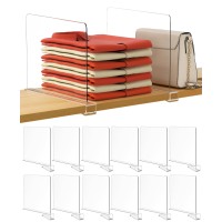 Hblife 12 Inches Tall Extra Tall Version Clear Shelf Dividers 12 Pack Purse Organizer For Closet Perfect For Sweater Shirts