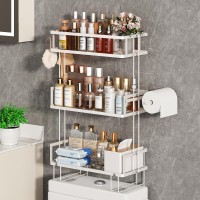 Godboat Bathroom Organizers And Storage 3Tier Toilet Shelf Over Toilet Storage With Paper Holder And 2 Hooks No Drilling Bat