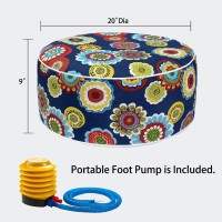 Magpie Fabrics Indooroutdoor Inflatable Stool Ottoman Pouf Water Repellent Round Footrest Footstool With Foot Pump D20 Xh9 Po