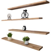 Hxswy 48 Inch Rustic Floating Shelves For Wall Decor Farmhouse Wood Wall Shelf For Bathroom Kitchen Bedroom Living Room Set Of 4