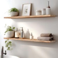 Hxswy 48 Inch Rustic Floating Shelves For Wall Decor Farmhouse Wood Wall Shelf For Bathroom Kitchen Bedroom Living Room Set Of 4