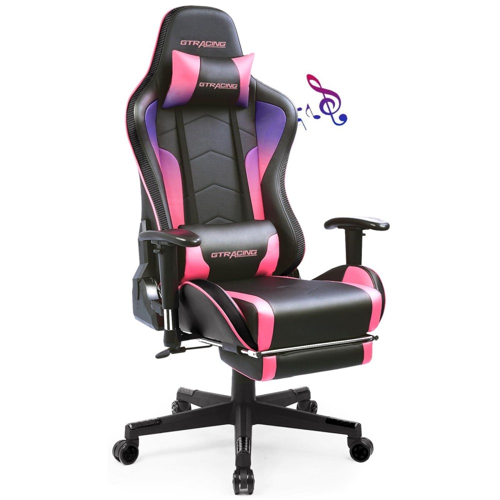 Gtracing Gaming Chair With Footrest Speakers Video Game Chair Bluetooth Music Heavy Duty Ergonomic Computer Office Desk Chair C