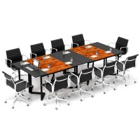 Tangkula 63??Conference Table, Large Industrial Meeting Table With Metal Frame, Multipurpose Rectangular Training Seminar Table, Computer Desk, Dining Table, For Home, Office, Conference Room
