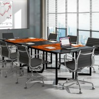 Tangkula 63??Conference Table, Large Industrial Meeting Table With Metal Frame, Multipurpose Rectangular Training Seminar Table, Computer Desk, Dining Table, For Home, Office, Conference Room