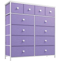 Enhomee Purple Dresser, Dresser For Bedroom With 12 Drawers, Tall Dresser With Wooden Top And Metal Frame, Bedroom Dresser Dressers & Chests Of Drawers Clearance, 40.6