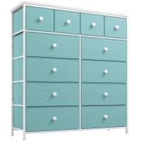 Enhomee Dresser Dresser For Bedroom With 12 Drawers Tall Dresser With Wooden Top And Metal Frame Fabric Bedroom Dressers Ch