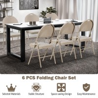 S AFSTAR 6 Pack Folding Chair with Padded Seat, Metal Steel Foldable Chairs with Upholstered Seat & Portable Handle, Padded Folding Chairs for Home & Office, Reception Room Church Wedding Events