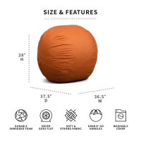 Big Joe Fuf Medium Foam Filled Bean Bag Chair With Removable Cover  Collegiate Burnt Orange Lenox  Durable Woven Polyester  3 Feet Big