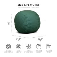 Big Joe Fuf Medium Foam Filled Bean Bag Chair With Removable Cover  Collegiate Green Lenox  Durable Woven Polyester  3 Feet Big