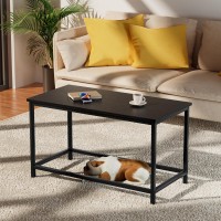 Saygoer Small Black Coffee Table Simple Modern Open Design Rectangular Minimalist Center Table For Living Room Small Spaces Eas